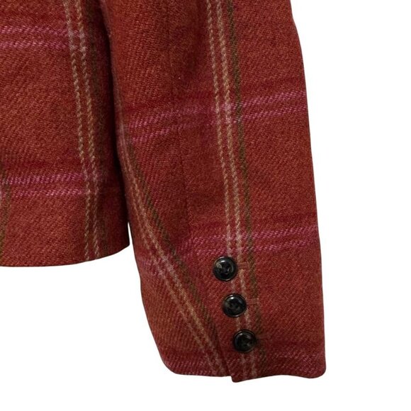 Talbots Plaid Wool Blazer Jacket Rust Burnt Orange Peplum Women's Size 10 - Picture 8 of 13